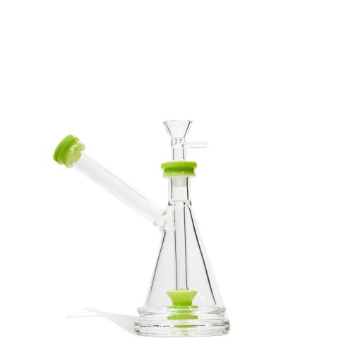 Milky Green 7 Inch Milky Colored Waterpipe with Sidearm Mouthpiece on white studio background