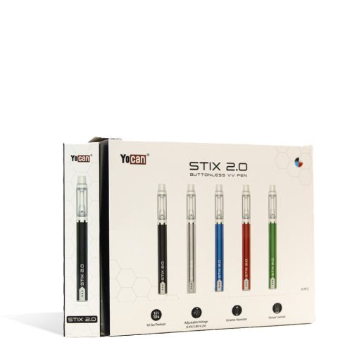 side box Yocan STIX 2.0 Auto Draw Concentrate Vaporizer 10pk on white background