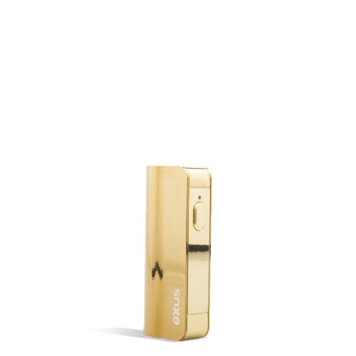 Gold Tech side view Exxus Vape Snap VV Mini Cartridge Vaporizer on white studio background