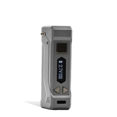 Grey side view Yocan UNI PRO 2 Adjustable Cartridge Vaporizer on white studio background