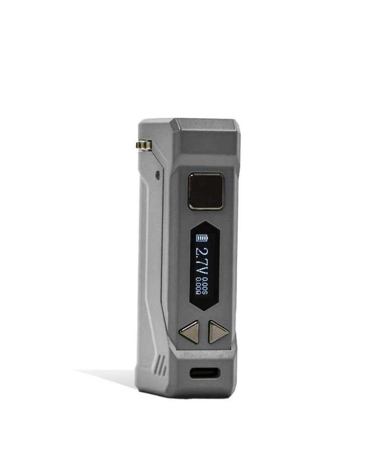 Grey side view Yocan UNI PRO 2 Adjustable Cartridge Vaporizer on white studio background