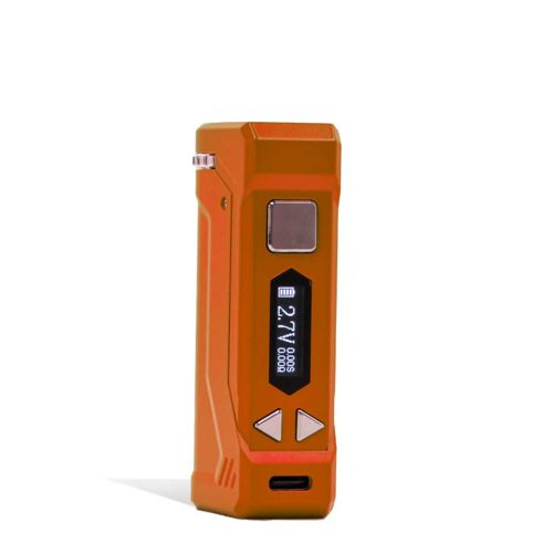 Orange side view Yocan UNI PRO 2 Adjustable Cartridge Vaporizer on white studio background