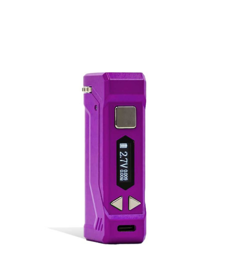 Purple Side View Yocan UNI PRO 2 Adjustable Cartridge Vaporizer on white studio background