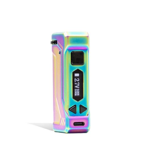 Rainbow side view Yocan UNI PRO 2 Adjustable Cartridge Vaporizer on white studio background