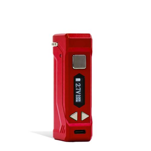 Red Side View Yocan UNI PRO 2 Adjustable Cartridge Vaporizer on white studio background