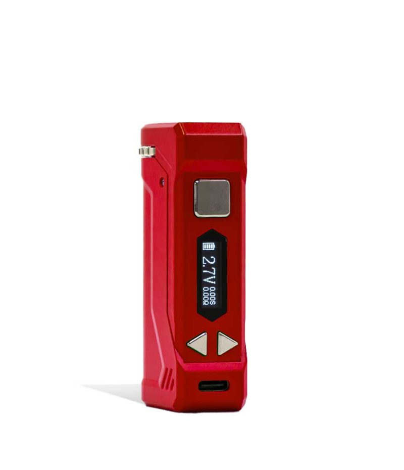 Red Side View Yocan UNI PRO 2 Adjustable Cartridge Vaporizer on white studio background