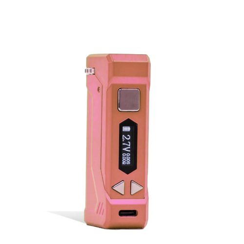 Rose Gold side view Yocan UNI PRO 2 Adjustable Cartridge Vaporizer on white studio background