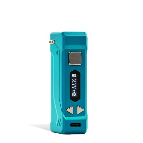 Teal side view Yocan UNI PRO 2 Adjustable Cartridge Vaporizer on white studio background