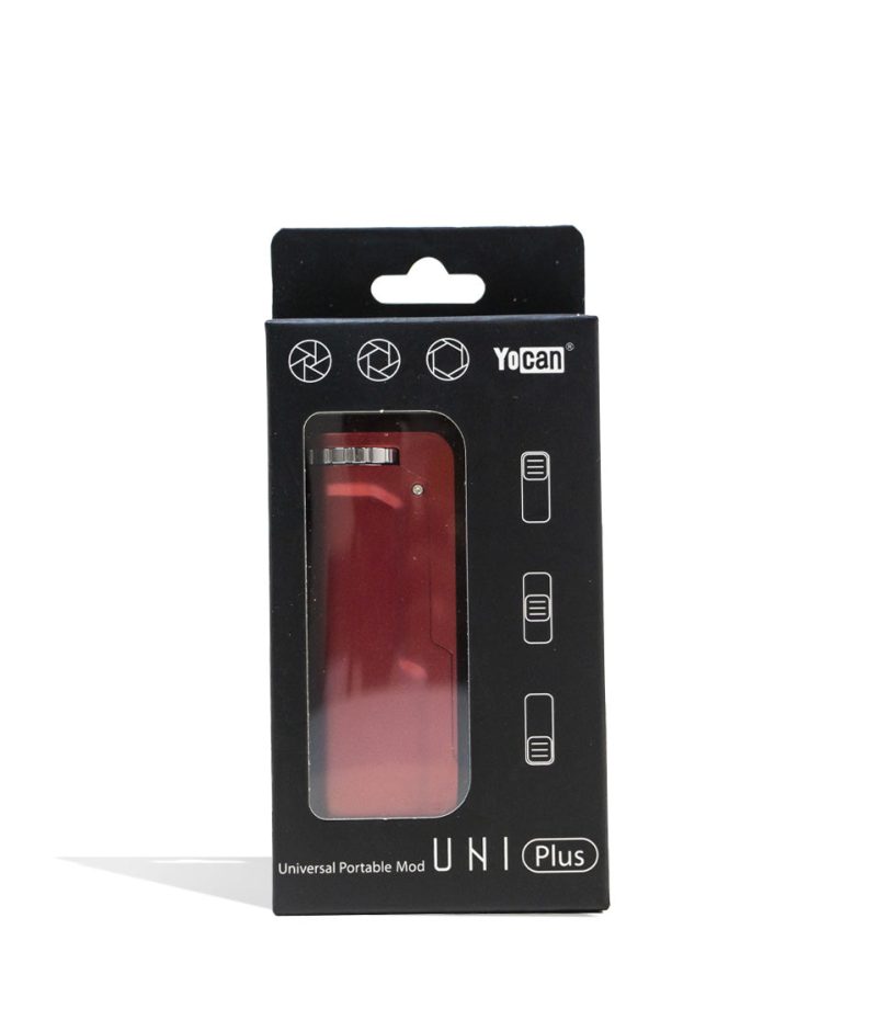 yocan uni plus adjustable cartridge vaporizer burgundy packaging