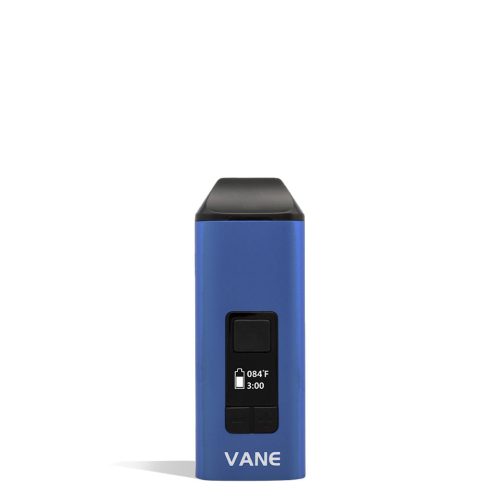 Sky Blue front Yocan Vane Dry Herb Vaporizer on white studio background