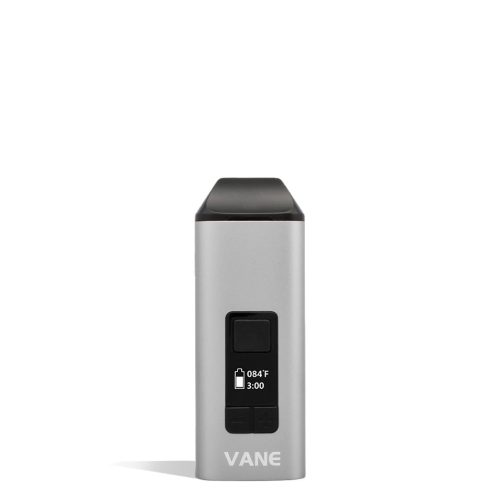 Silver front Yocan Vane Dry Herb Vaporizer on white studio background