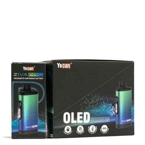 Cyan Yocan Ziva Pro 2g Cartridge Vaporizer 10pk Front View on White Background