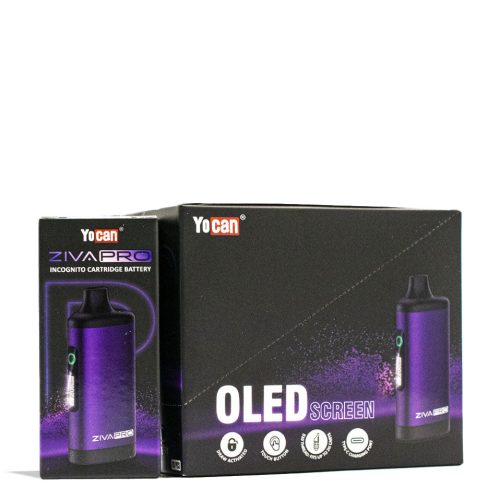 Purple Yocan Ziva Pro 2g Cartridge Vaporizer 10pk Front View on White Background