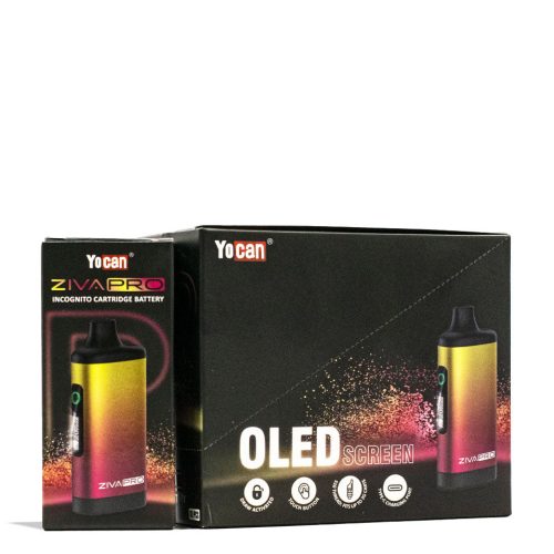 Yellow-Pink Yocan Ziva Pro 2g Cartridge Vaporizer 10pk Front View on White Background