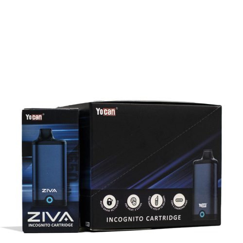 Dark Blue Yocan ZIVA Smart Cartridge Vaporizer 10pk Packaging Front View on White Background