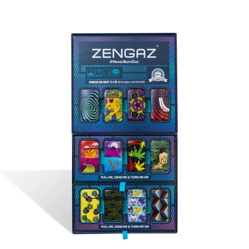 ZL-13 front Zengaz Lighter POP Display 48pk on white studio background