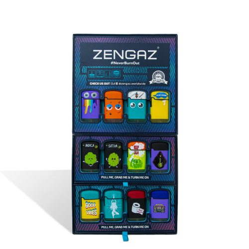 ZL-3 Front Zengaz Lighter POP Display 48pk on white studio background